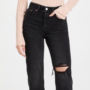 Levi’s Wedgie Distressed Black Straight Leg - Size 25